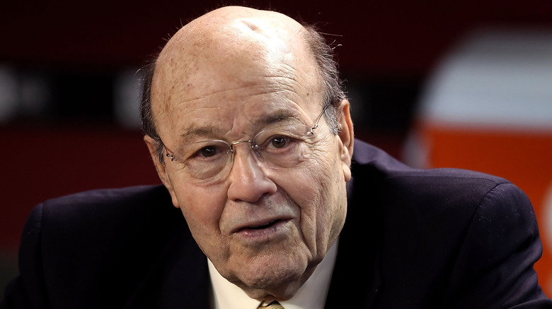 Broadcaster Joe Garagiola sits in the dugout before the Major League Baseball game between the Los Angeles Dodgers and the Arizona Diamondbacks at Chase Field on July 3, 2010 in Phoenix, Arizona