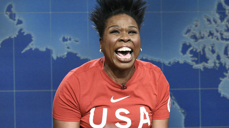 Leslie Jones on the Weekend Update segment of Saturday Night Live