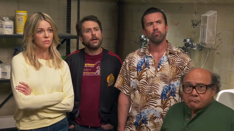 Kaitlin Olson, Charlie Day, Rob McElhenney, and Danny DeVito in It's Always Sunny in Philadelphia