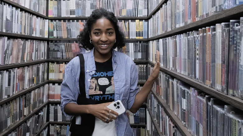 Ayo Edebiri in The Criterion Closet smiling for the camera