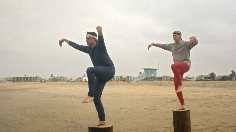 Daniel LaRusso and Johnny Lawrence training in Cobra Kai