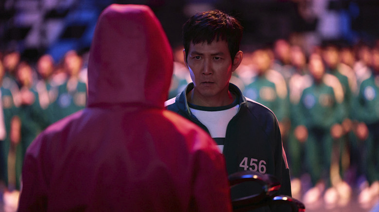 Lee Jung-jae as Seong Gi-hun faces down a guard in Squid Game season 2