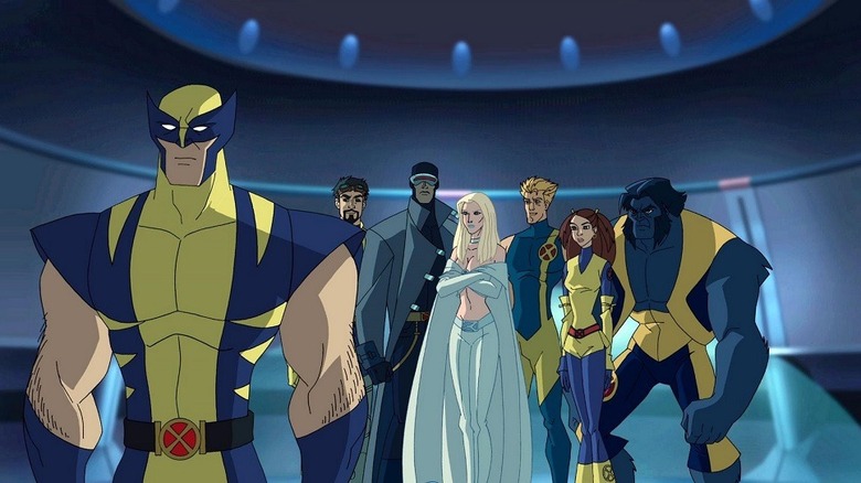 Wolverine and the X-Men team line-up: Wolverine, Forge, Cyclops, Emma Frost, Iceman, Kitty Pryde, and Beast