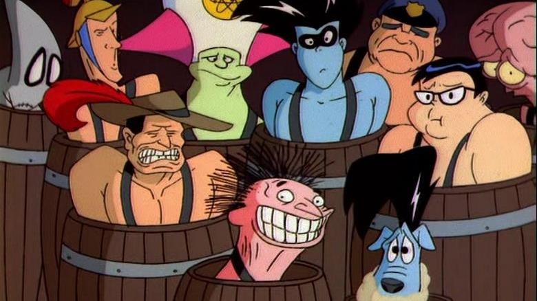 freakazoid and friends in barrels