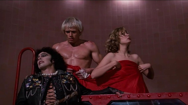 Tim Curry, Peter Hinwood, and Susan Sarandon in The Rocky Horror Picture Show