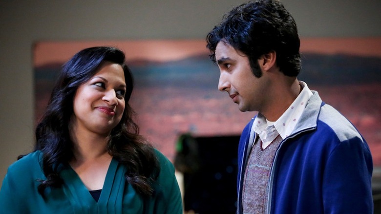 Rati Gupta as Anu beams at Kunal Nayyar as Raj in The Big Bang Theory