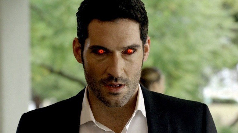 Tom Ellis as red-eyed Lucifer