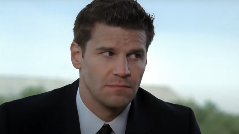 David Boreanaz's Agent Seeley Booth looks off to the right in Bones