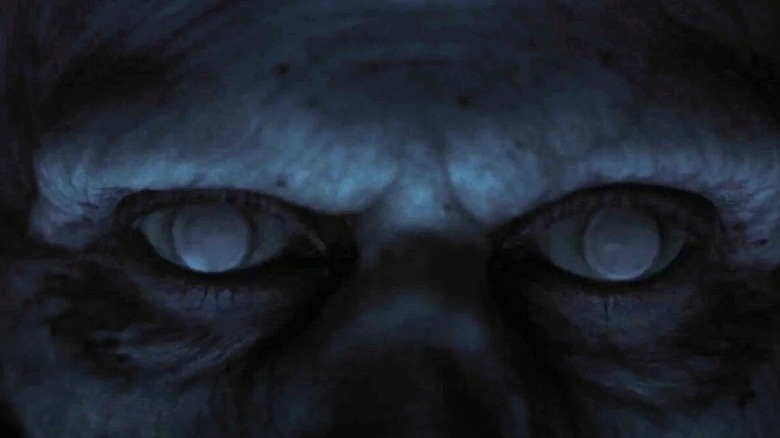 A close-up of the eyes of Orlok in Nosferatu