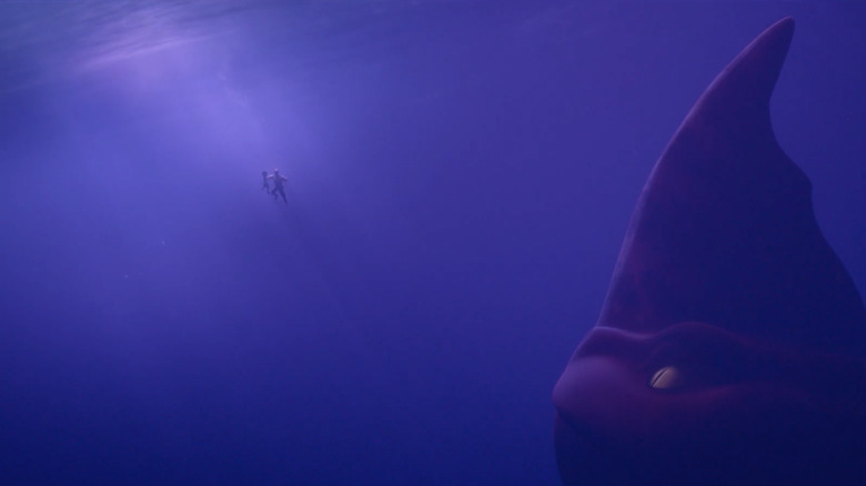 Jacob and Maisie facing off with a sea monster