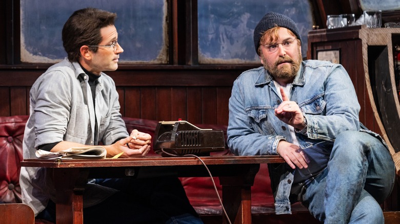 Colin Donnell (as Roy Scheider) & Alex Brightman (as Richard Dreyfuss) performing in The Shark is Broken on Broadway