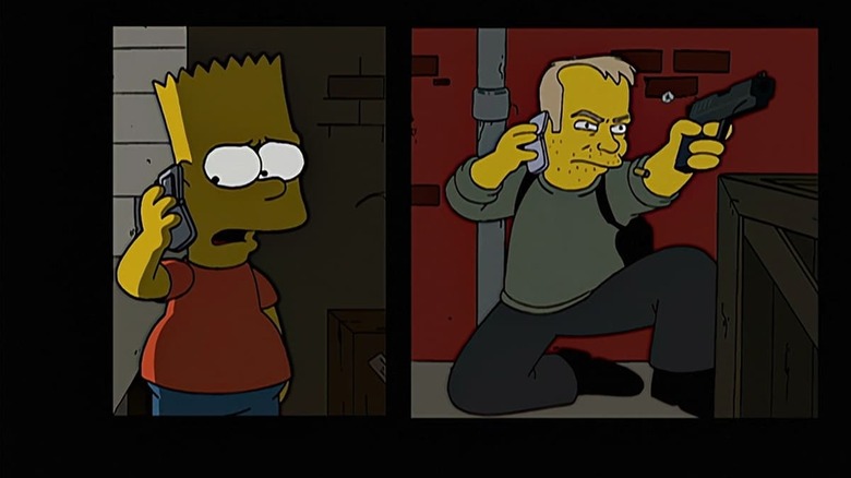 Bart talking on the phone with Jack Bauer in The Simpsons