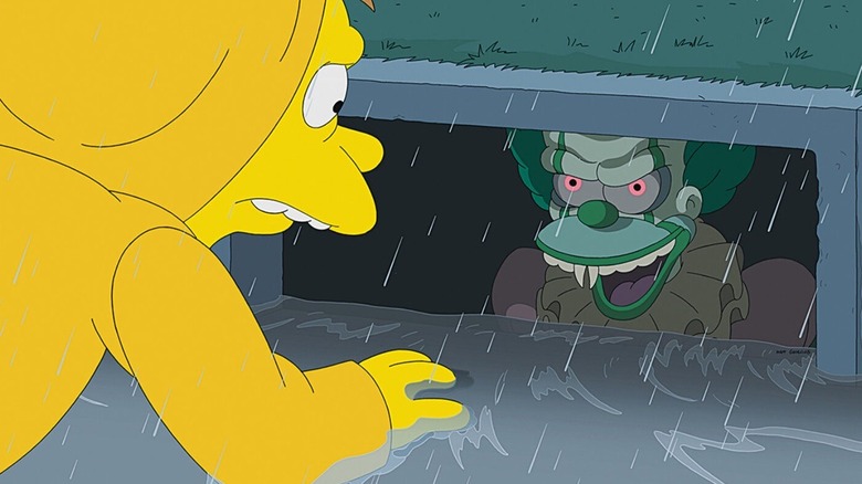 Barney sees Krusto the killer clown in the sewer in The Simpsons