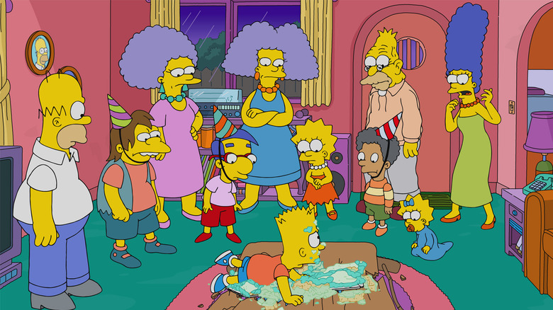 Simpsons, Bart cae sobre su pastel de cumpleaños