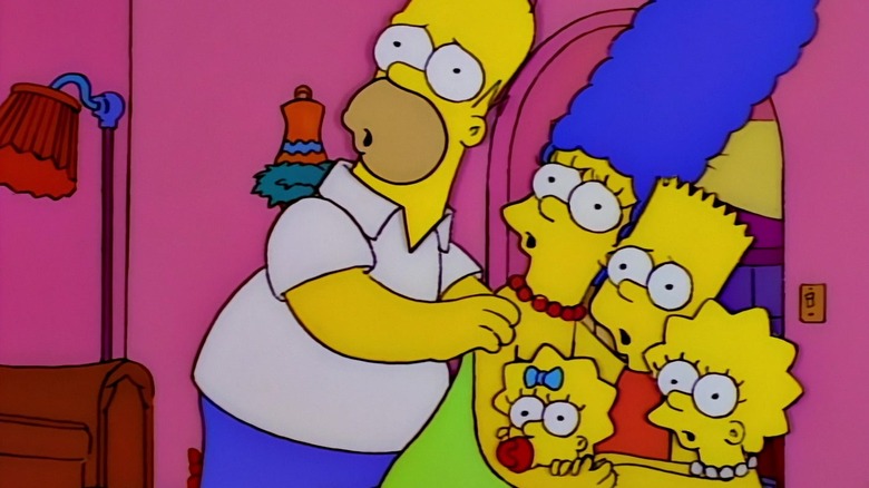 The Simpsons all singing and cowering at the same time. From The Simpsons.