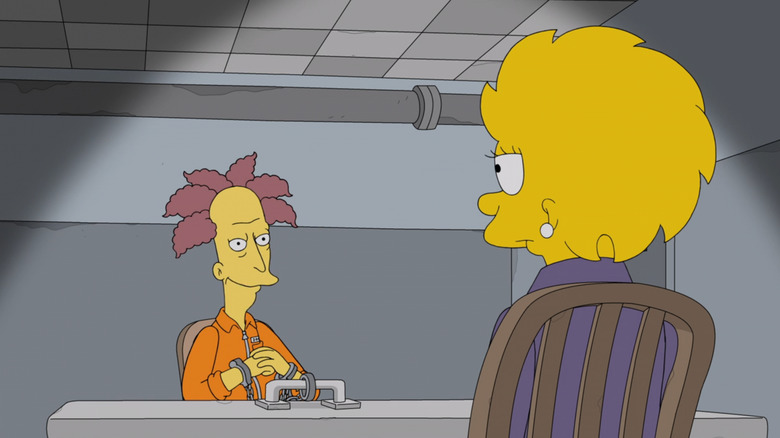 The Simpsons, old Sideshow Bob talking to grown-up Lisa (now a hardened detective)