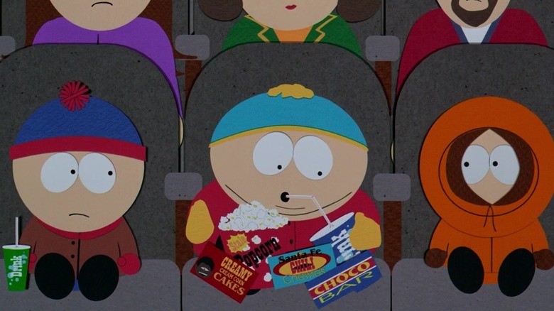 Stan, Cartman, and Kenny go to the movies in the 2004 feature film "South Park: Bigger, Longer and Uncut"