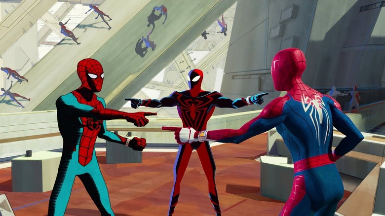 Across the Spider-Verse pointing meme 