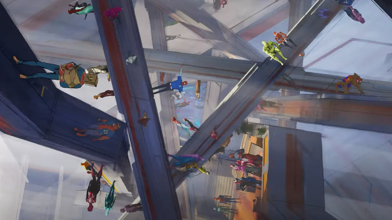 A vortex of Spider-People in Spider-Man: Across the Spider-Verse