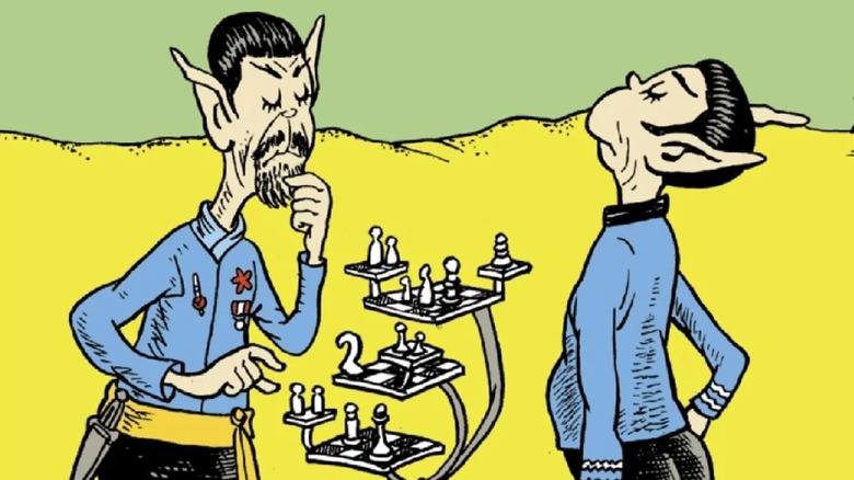 Oh The Places You'll Boldy Go Dr. Seuss style Spock and Mirror Spock playing chess