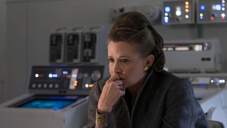 Carrie Fisher as Princess Leia in Star Wars: The Last Jedi.