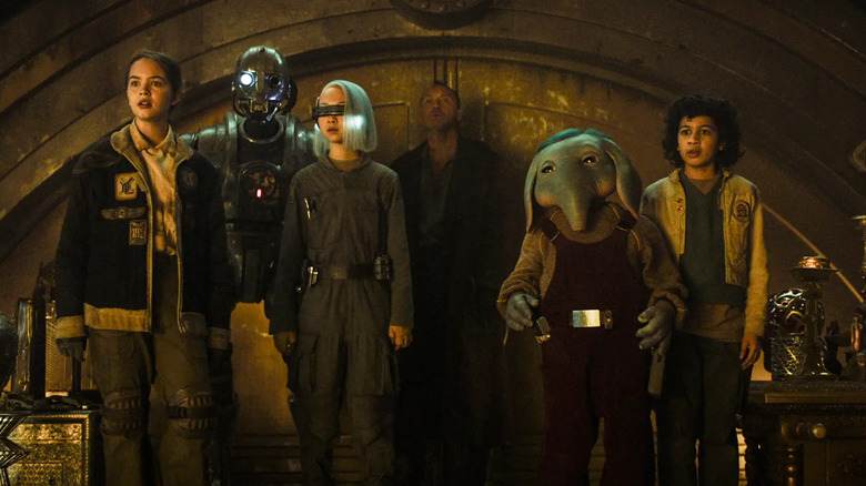 The Onyx Cinder crew looking surprised on Star Wars: Skeleton Crew