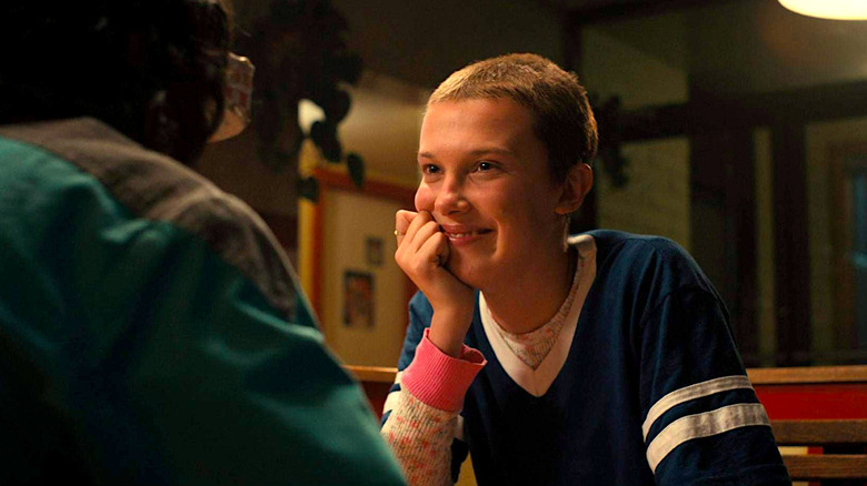 Millie Bobby Brown smiles at Finn Wolfhard in season 4 of Stranger Things