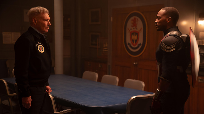 Harrison Ford's Thaddeus Ross facing off with Anthony Mackie's Sam Wilson in Captain America: Brave New World