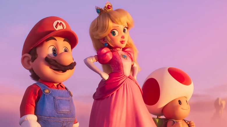 Mario, Princess Peach, and Toad in The Super Mario Bros. Movie