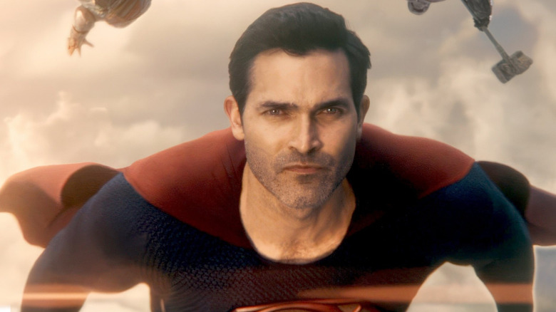 Superman looking relieved after a battle in Superman & Lois