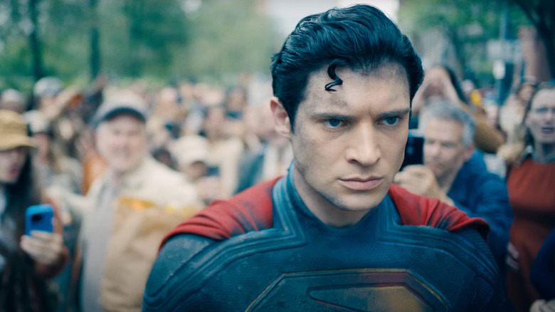 Superman looking serious and dirty in Superman