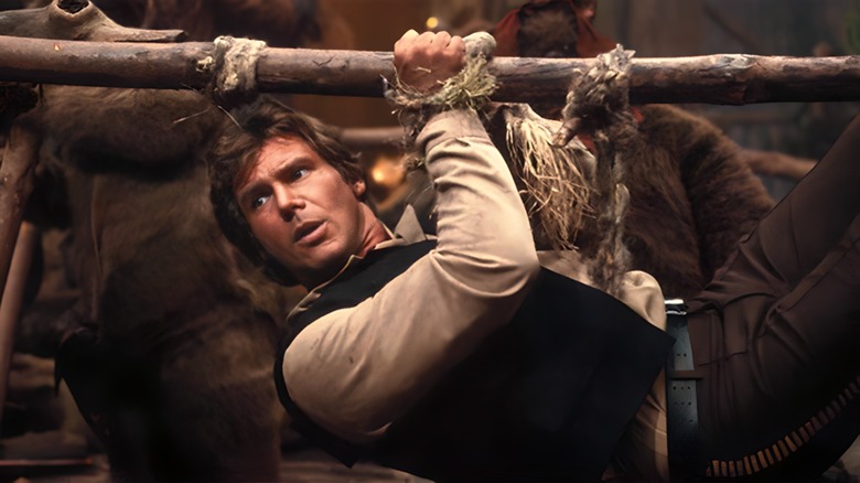 Han Solo está atado a una tabla de madera en Star Wars: El retorno del Jedi