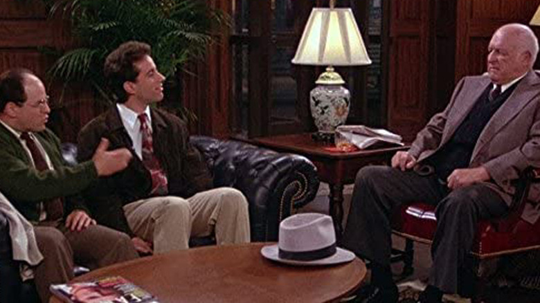 George and Jerry having an awkward meeting with Elaine's dad on Seinfeld