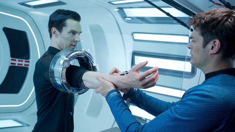 Benedict Cumberbatch and Karl Urban in "Star Trek: Into Darkness"