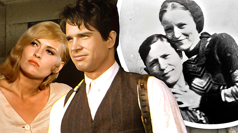 Faye Dunaway and Warren Beatty juxtaposed against the real life Bonnie and Clyde