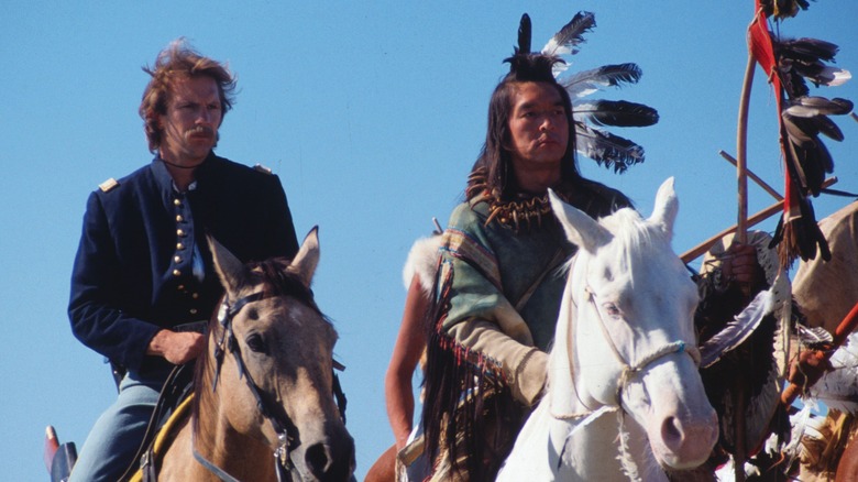 John Dunbar and Kicking Bird riding on horseback in Dances with Wolves