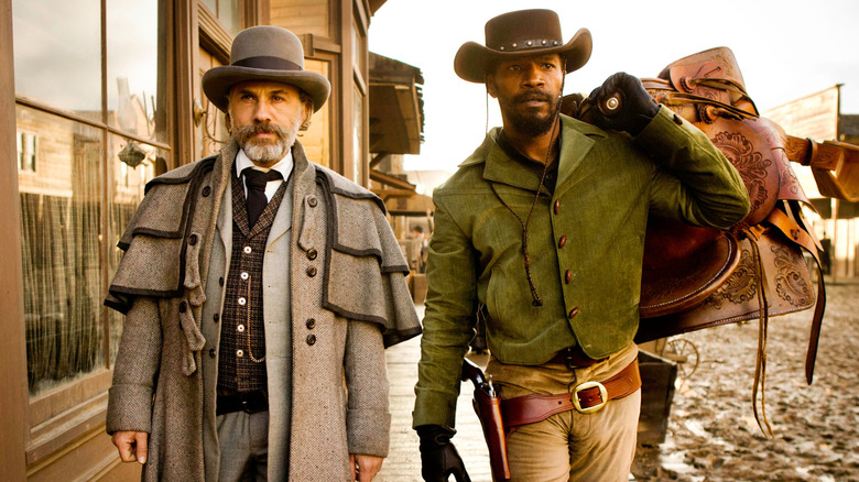 Django and Dr. King walking together in Django Unchained