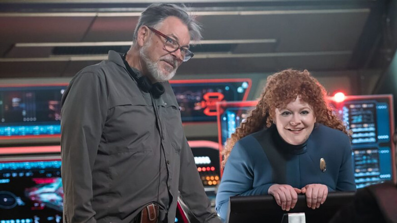 Jonathan Frakes directing an episode of Star Trek: Strange New Worlds