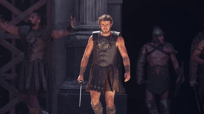 Lucius waling out into the arena in Gladiator II