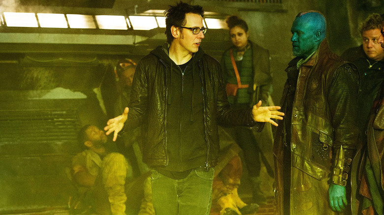 James Gunn directing on the set of Guardians of the Galaxy