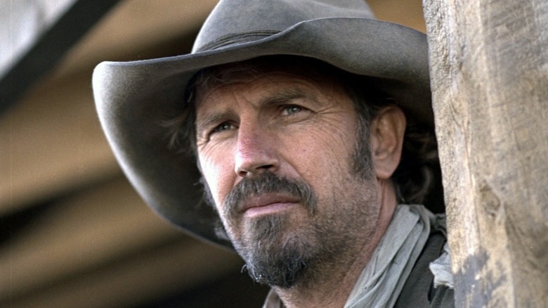 A grizzled Kevin Costner as Charley Waite in Open Range