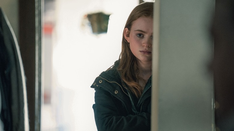 Sadie Sink as Ellie standing by door in The Whale