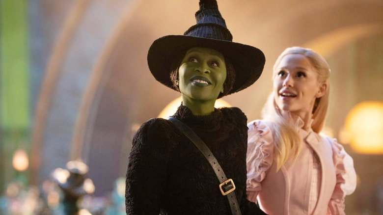 Elphaba and Glinda in the Emerald City in Wicked