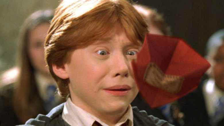 Chamber of Secrets, scared Ron receiving a howler