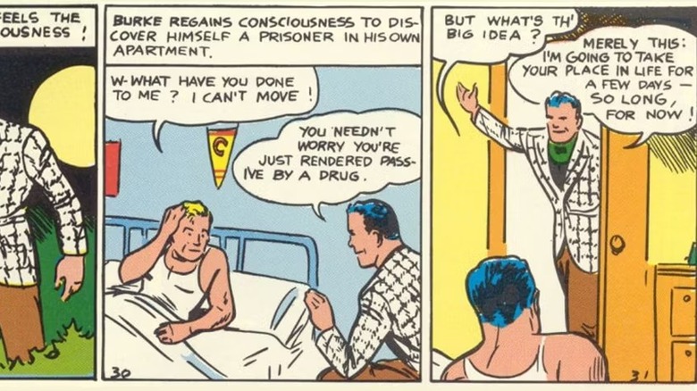 Superman tells Tommy Burke he's drugged in DC Comics panels