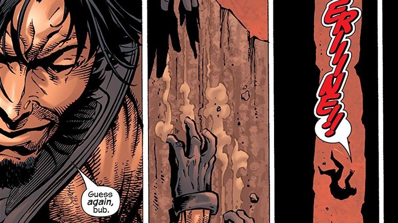 Wolverine drops Cyclops down a cliff in Ultimate X-Men