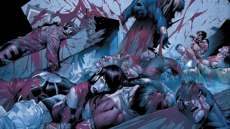 The X-Men dead around Wolverine in Wolverine