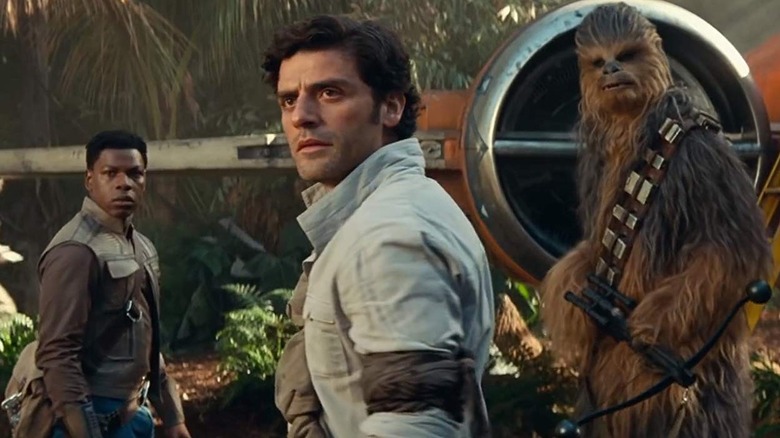 Finn, Poe, and Chewbacca in Star Wars: The Rise of Skywalker