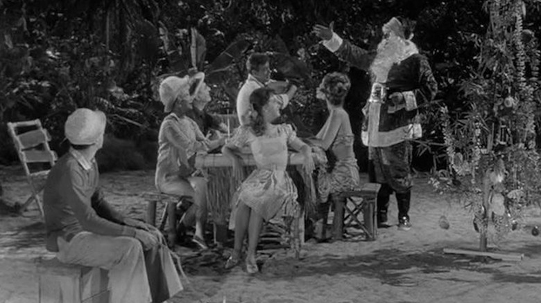 Alan Hale Jr. as the Skipper disguised as Santa Claus visits the castaways on Gilligan's Island