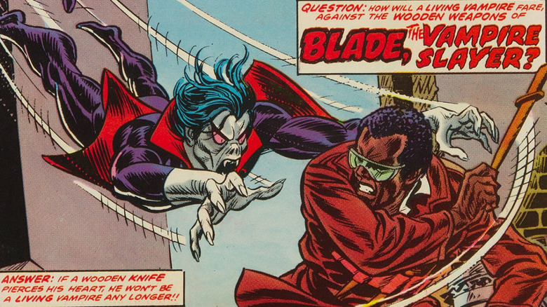 Blade fighting Morbius